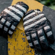  FOGY prisoner retro motorcycle black and white striped motorcycle riding spring and summer Harley prisoner leather knight gloves