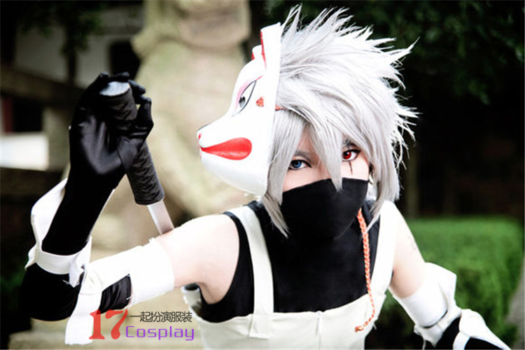 Naruto Kakashi dark COS quần áo Giày gỗ lá cáo mặt nạ cosplay trang phục nam đầy đủ cosplay