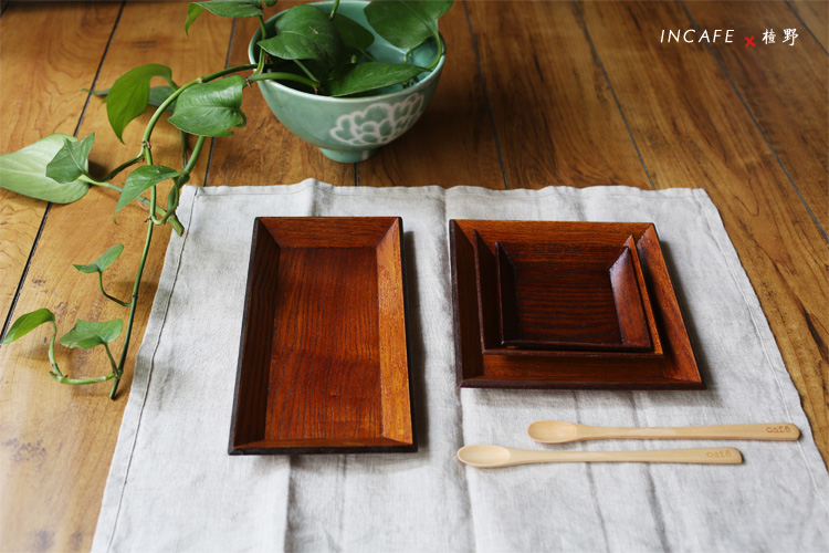 INCAFE | Đồ ăn nhẹ, đĩa gỗ, tấm gỗ bốn góc đơn giản, tấm, tấm gỗ, cửa hàng tạp hóa khay gỗ đựng đồ ăn