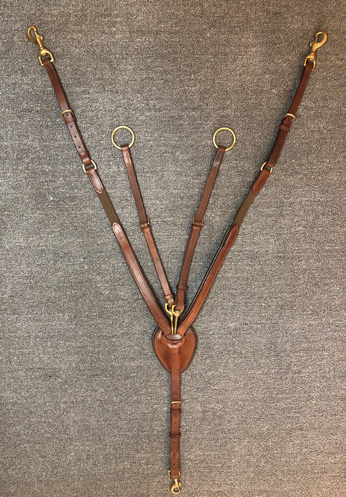 British chest belt bowed leather two-in-one Spanish imported pure cowhide water reins equestrian accessories Wo Qi harness