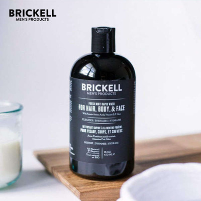 Brickell-All в одном умывании Мужского корпуса волос на лице Три эффекта одного геля для душа 473 мл