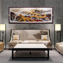 Great Wall solid wood relief Dongyang wood carving painting New Chinese living room office decoration woodcut painting Jinshan red rhyme
