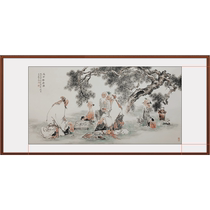 Character freehand painting hand-painted Chinese painting authentic tea room living room study hanging painting club Tea room American Association Hu Shengwang