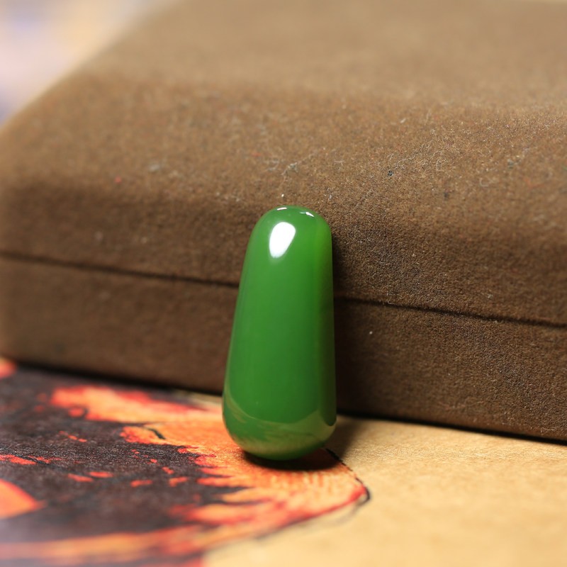 He's Bi Hetian Jade Jasper Jewelry Ice Spinach Green Obi Old Material Bare Stone Pendant 3