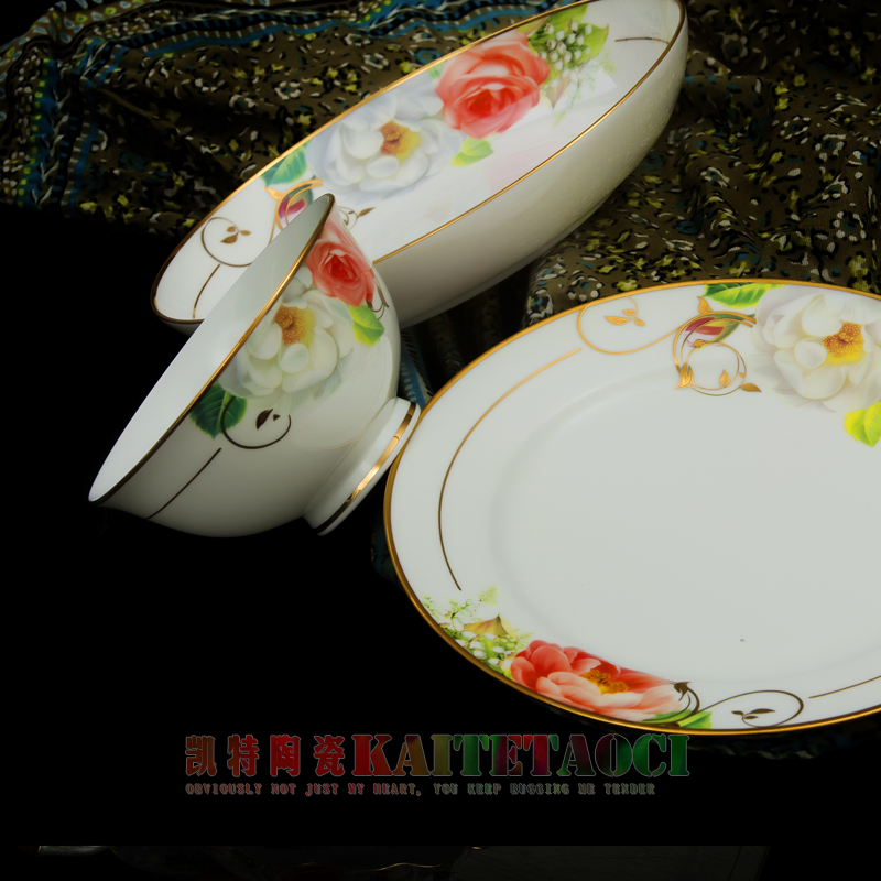 Jingdezhen ceramic tableware suit contracted Nordic ceramic bowl home eat European dishes suit combination plate