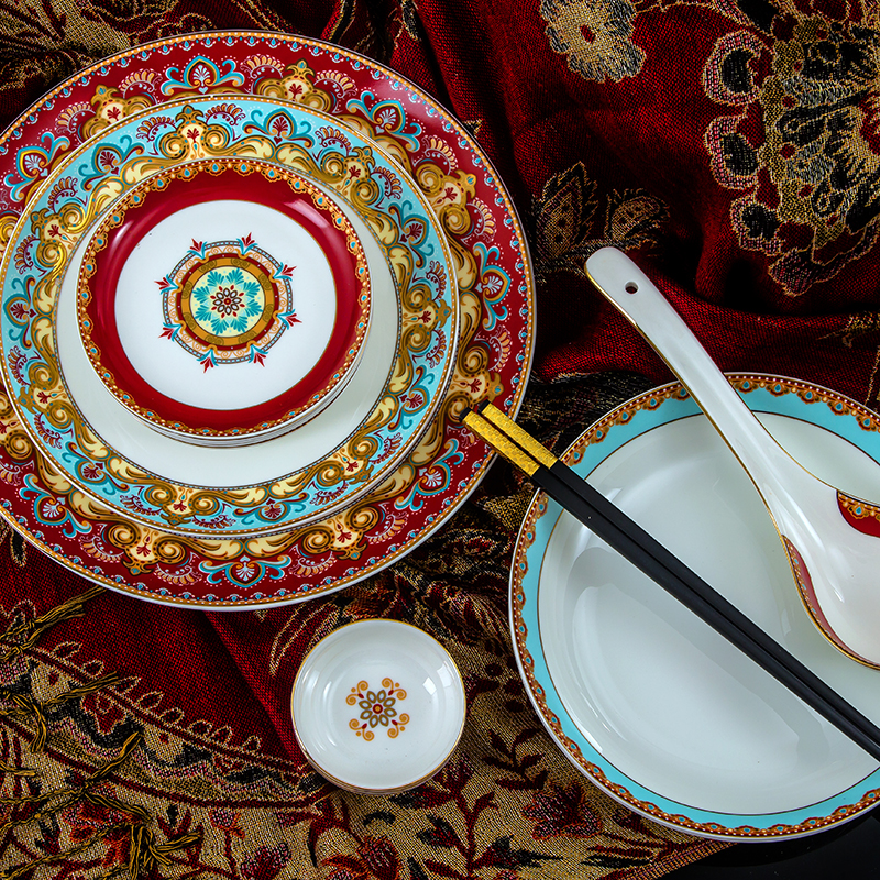 Jingdezhen European household ipads porcelain tableware suit 68 contracted ceramics dishes suit to use chopsticks dishes dishes