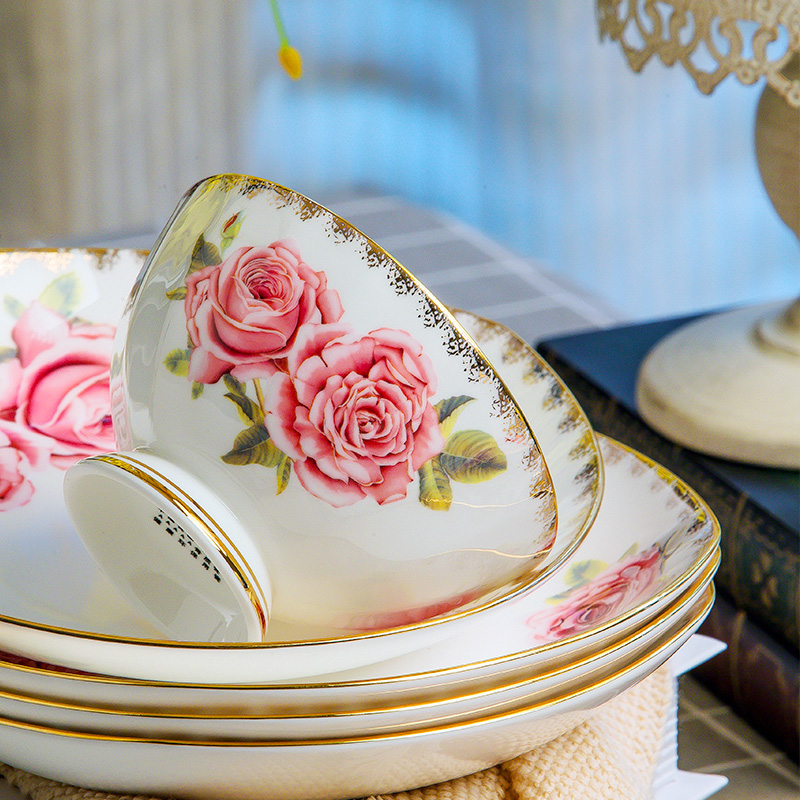 Ou ipads porcelain tableware suit of jingdezhen ceramic dishes suit Nordic home dishes chopsticks combination of Chinese style is contracted