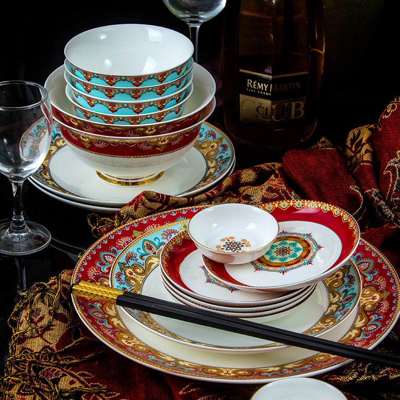 Jingdezhen European household ipads porcelain tableware suit 68 contracted ceramics dishes suit to use chopsticks dishes dishes