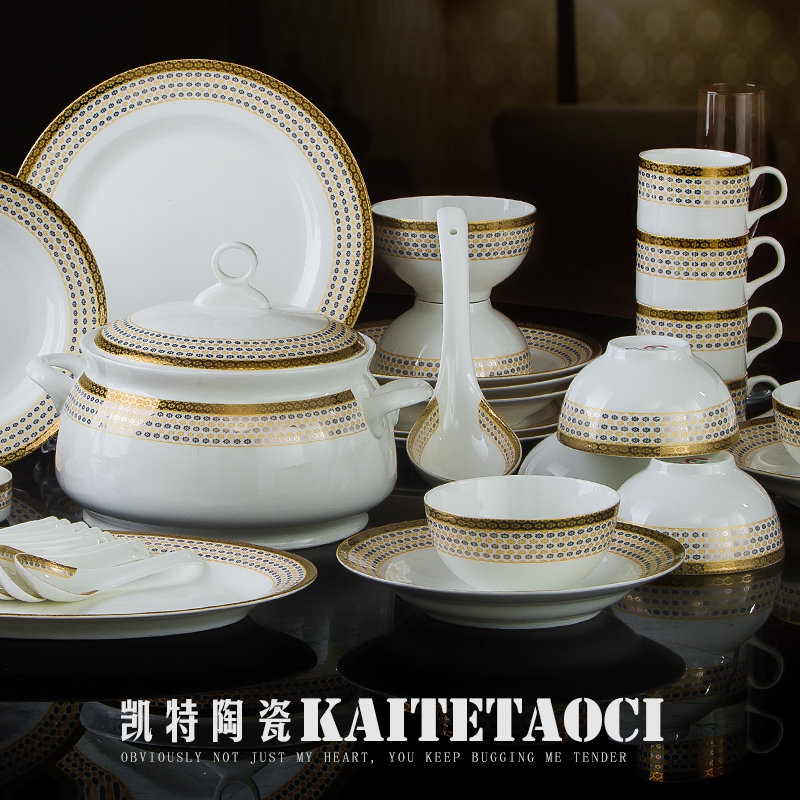 Microwave dishes suit household jingdezhen ceramic tableware high - grade contracted north European ipads porcelain Chinese style combination