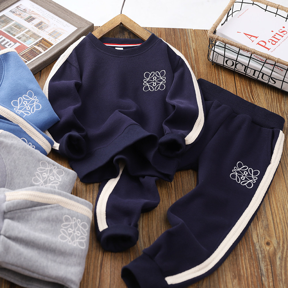 Boy Sports Suit 2022 Spring Autumn New Children Casual Round Collar Thick Cotton T loose CUHK Scout pants Two sets