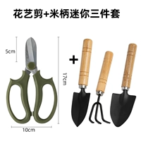 Ножницы для цветов (случайные цвета) + мини-набор из трех предметов с деревянной ручкой