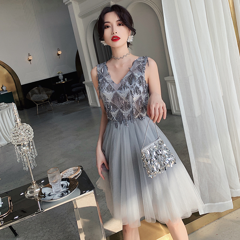 Small evening dress skirt female 2021 new short fairy quality banquet bridesmaid 18-year-old bar mitzvah princess can usually wear