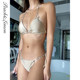 PL香槟裸色水钻三点式比基尼2025新款欧美性感温泉沙滩分体泳衣女