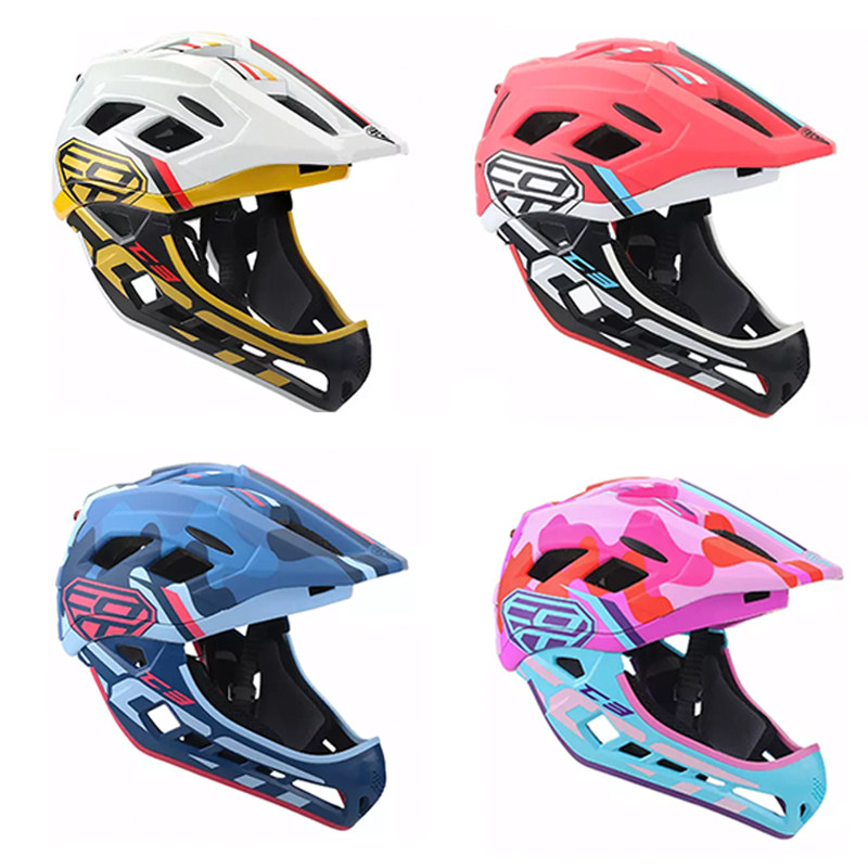 COM child balance car safety helmet sliding walkway car full helmet protection head chin male girl riding safety helmet protective gear