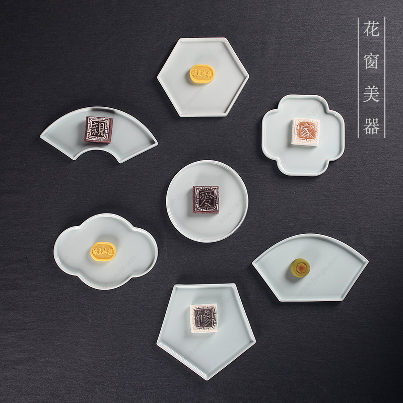 Large lotus shadow green Garden flower window Fruit plate New Chinese home creative fruit plate Nut plate Pastry plate