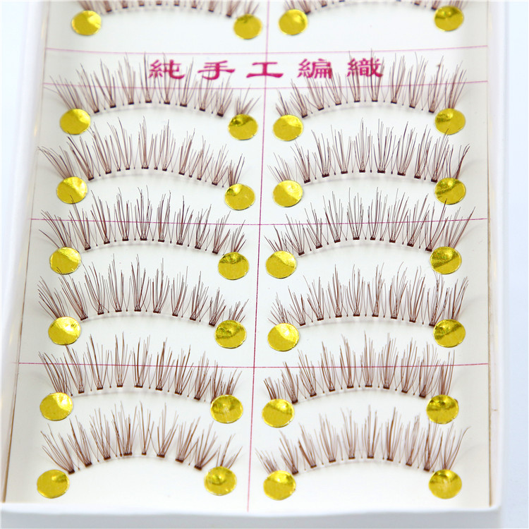 10 cặp K15 lưới màu đỏ neo màu cà phê nâu tự nhiên dày đồng bằng trang điểm màu nude ngắn ngắn dài không lông mi giả - Lông mi giả mi giả 5d