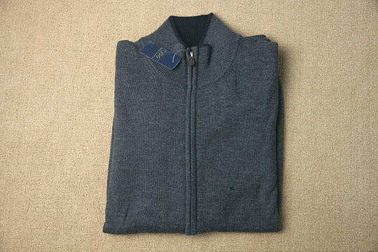 欧美休闲 男装100%merino羊毛商务休闲毛衣 拉链款