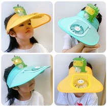 Fan hat adult cartoon fan hat children hat empty top cool hat summer sunscreen sunscreen with fan cap