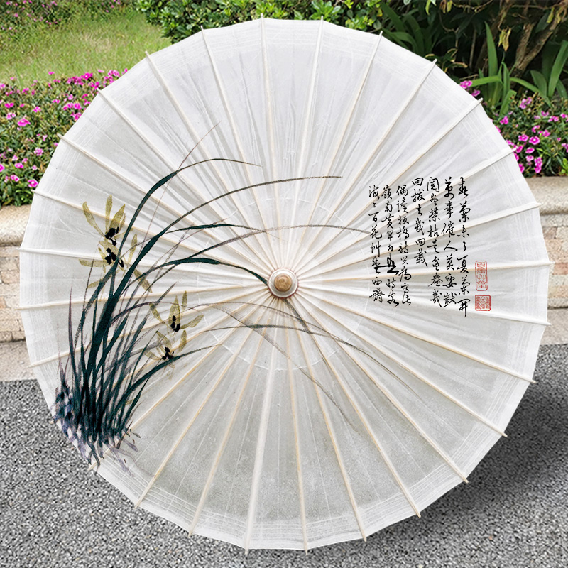(Orchid) Retro Tung Oil Paper Umbrella Ancient Wind Female Rain Protection Sunscreen Practical Shading Old-fashioned Traditional pure hand