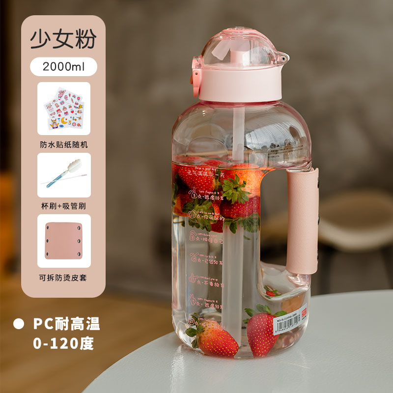 0-120°C少女粉-2000ml +贴纸杯刷吸管刷