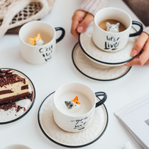 Cute Oat Breakfast Cup Disc Personality Trend Creative Ceramic Water Cup Children Coffee Cup Mark Cup Suit With Spoon