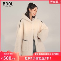 Bao 2021 autumn and winter new casual hooded Lamb hair coat long sheep cut wool coat women