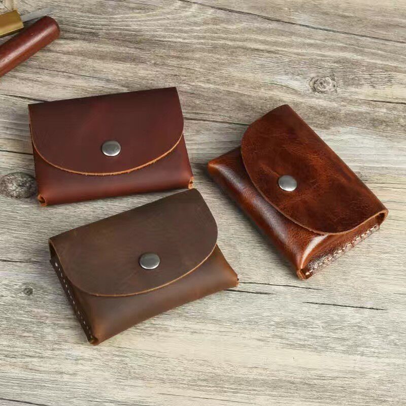 The new leather coin purse practical card bag crazy horse cowhide small bag simple atmosphere handbag