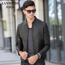 New Haining leather leather mens goatskin jacket mens leather stand collar short mens slim jacket thin section