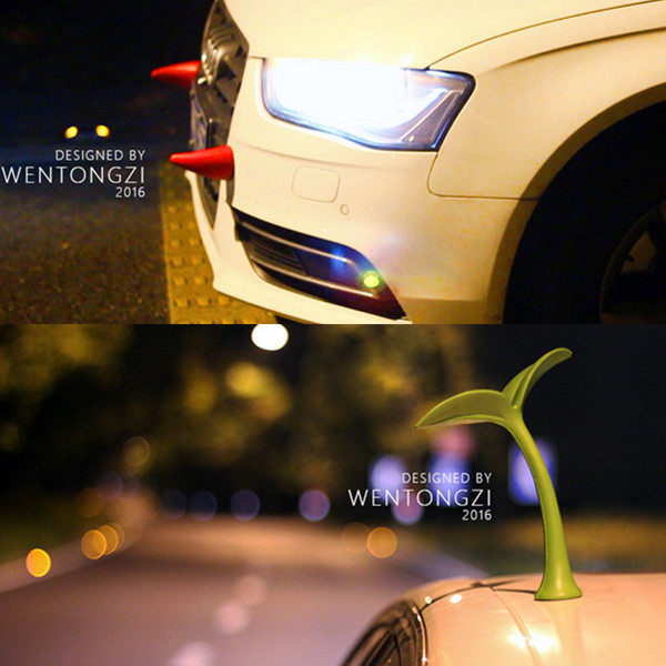 Car roof decoration small sapling devil horn car exterior body anti-collision strip car sticker clockwork modified general product