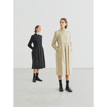 Slow Tea Card Its Improved Qipao Dress Autumn 2021 Commute Brief New Chinese Neckline Black Cabled Black Flap Long Sleeve Dress Dress