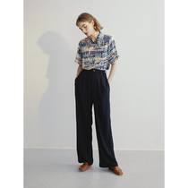 Slow Tea Mcha Black High Waist West Pants Woman Summer Thin Anti Crease Pituitary Sensation Slim legs long straight cylinder broadlegged pants