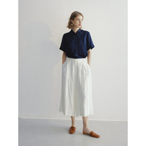 Slow Tea Milky White Tencel Striped Jacquard Broadlegged Pants Woman Summer Thin shine Sensation Tightness Waist Black 80% Pants