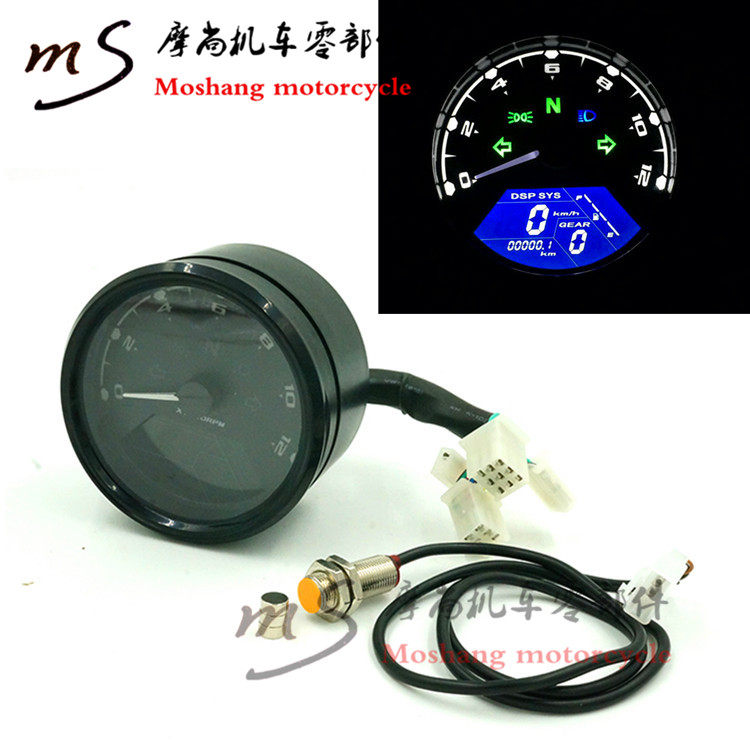 Locomotive baboon liquid crystal meter retrofit CG125 Mileage Meter Rev Oil Table Cruise retro modified led