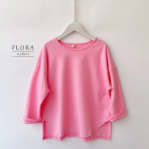 Male and female children Spring and autumn long sleeves T-shirt pure color base pure cotton beating bottom out blouse 100 lapped irregular hooded sweatshirt