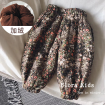 One overwinter children cotton pants winter plus suede thickened male and female child closets pants 20 retro warm crumpled with thick pants