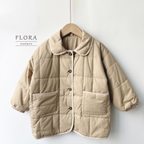 Male and female Children neutral cotton clothing Winter Clothing Thickened Cotton Coat 2022 New Ocean Air Beige Velvet Cotton Tether buckle jacket