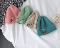 Florakids candy color ins feng shui fruit series embroidery children male and female knitted hat warm hair line hat