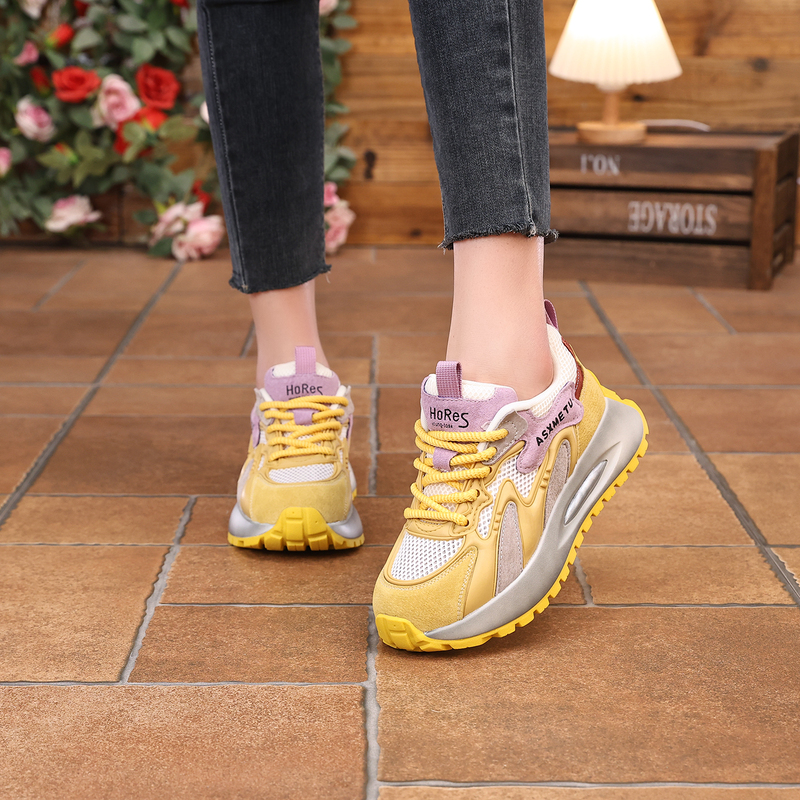 2026 Spring/Summer New Genuine Leather Breathable Versatile Casual Sports Shoes Lightweight Thick-Soled Dad Shoes Women's German Training Forrest Gump Shoes