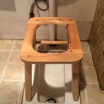 Shangxi solid wood squat stool toilet adult toilet pregnant woman elderly toilet chair mobile toilet Bath bench