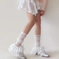 Sweet white piles of socks lace leg covers lolita Lolita JK mid-calf socks Y2K hot girl boot covers