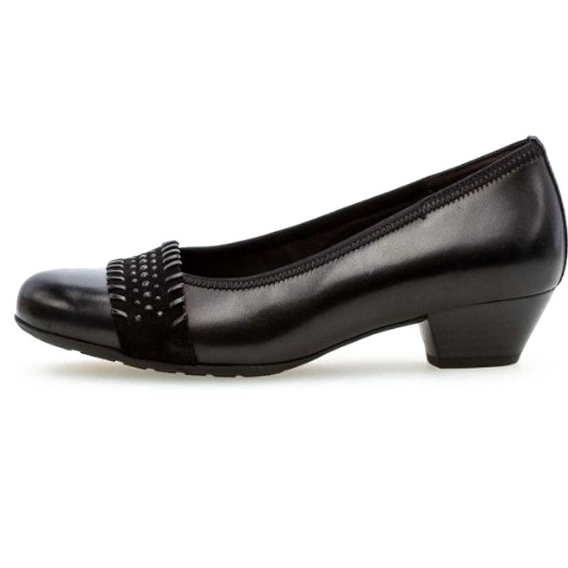 GABOR Carabao women's shoes 19 new bag shoes comfort mom shoes shallow mouth heel round H last wide foot black 36132