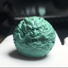 DIY аксессуары 天然绿松石散珠单珠龙珠雕刻圆珠金刚菩提手串配饰绿松配件正品