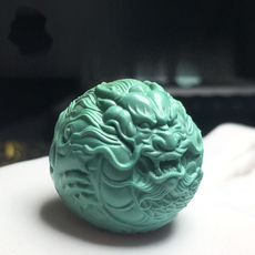 DIY аксессуары 天然绿松石散珠单珠龙珠雕刻圆珠金刚菩提手串配饰绿松配件正品