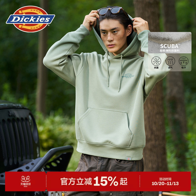 Dickies 26 Spring and Autumn New Air Layer Fabric Hooded Sweatshirt, Loose and Comfortable, Front Chest Embroidery, Unisex J
