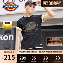 Dickies geometric printing short-sleeved T-shirt mens summer new cotton comfortable round neck top black 8758