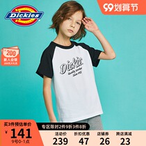Dickies childrens clothing men and women in children short sleeve T-shirt Contrast color shoulder sleeve print casual cotton top summer 8992