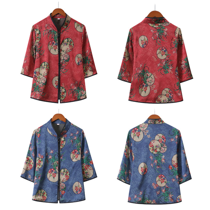 Летний шелковый комплект для пожилых людей, парная одежда, платье, для среднего возраста, для влюбленных Yu Jin set 