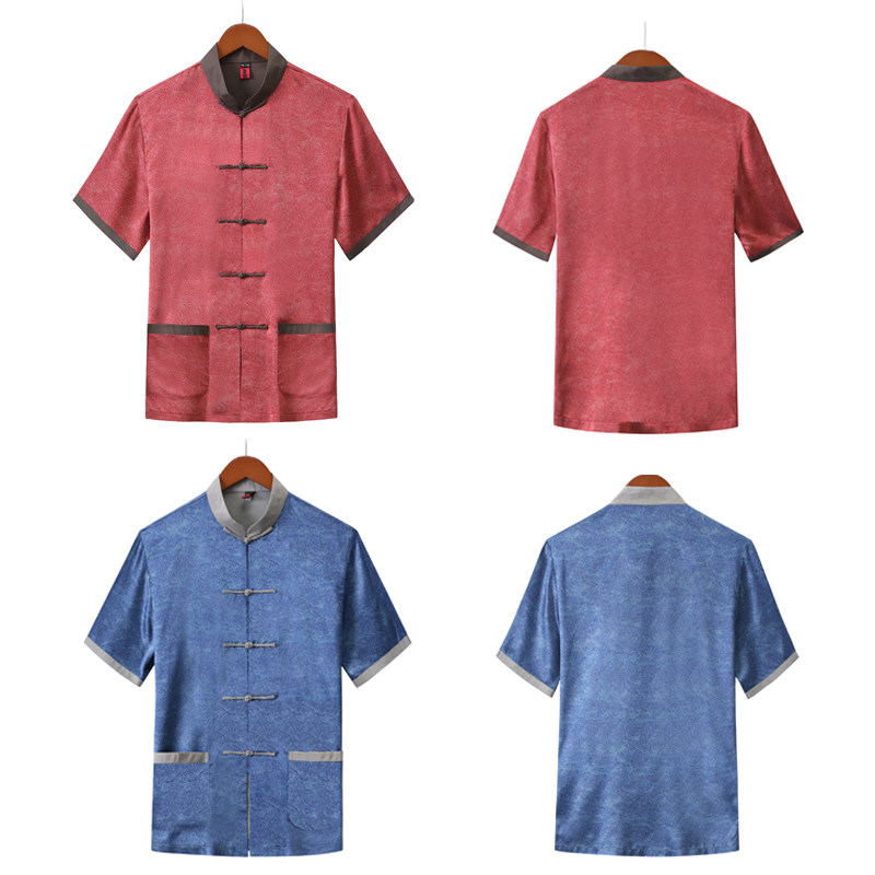 Летний шелковый комплект для пожилых людей, парная одежда, платье, для среднего возраста, для влюбленных Yu Jin set 