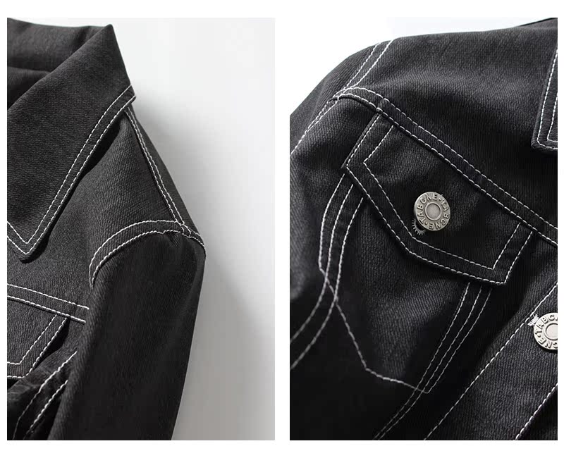 Quần áo mùa thu nữ 2018 mới của nhà ga châu Âu thời trang giản dị áo ngực nữ bằng da giả denim in áo ngắn học sinh áo khoác da nữ hàng hiệu