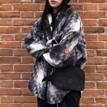 There is an ideal national tide Mosaic plaid woolen long-sleeved shirt female couple jacket shirt jacket male F426